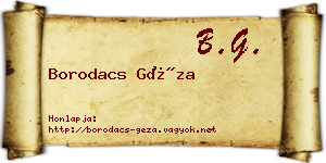 Borodacs Géza névjegykártya